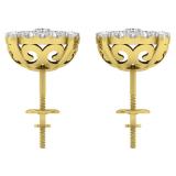 1.55 Carat (ctw) 10K Yellow Gold Round Diamond Ladies Fashion Cluster Style Stud Earrings 1 1/2 CT