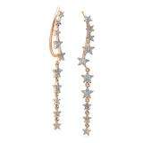 0.26 Carat (ctw) 14K Rose Gold Round White Diamond Ladies Stars Dangling Drop Earrings 1/4 CT