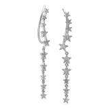 0.26 Carat (ctw) 14K White Gold Round White Diamond Ladies Stars Dangling Drop Earrings 1/4 CT