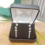 0.26 Carat (ctw) 14K White Gold Round White Diamond Ladies Stars Dangling Drop Earrings 1/4 CT
