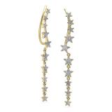 0.26 Carat (ctw) 14K Yellow Gold Round White Diamond Ladies Stars Dangling Drop Earrings 1/4 CT
