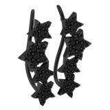 1.00 Carat (ctw) Black Rhodium Plated Sterling Silver Round Diamond Ladies Climber Earrings 1 CT