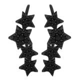 1.00 Carat (ctw) Black Rhodium Plated Sterling Silver Round Diamond Ladies Climber Earrings 1 CT