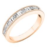 0.50 Carat (ctw) 10K Rose Gold Baguette & Round Diamond Ladies Wedding Stackable Band 1/2 CT