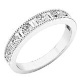 0.50 Carat (ctw) 10K White Gold Baguette & Round Diamond Ladies Wedding Stackable Band 1/2 CT