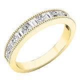 0.50 Carat (ctw) 10K Yellow Gold Baguette & Round Diamond Ladies Wedding Stackable Band 1/2 CT