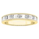 0.50 Carat (ctw) 10K Yellow Gold Baguette & Round Diamond Ladies Wedding Stackable Band 1/2 CT