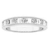0.50 Carat (ctw) 14K White Gold Baguette & Round Diamond Ladies Wedding Stackable Band 1/2 CT