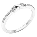 0.10 Carat (ctw) 14K White Gold Round Diamond Ladies Forever Together Swirl Engagement Ring 1/10 CT