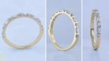 DGLA Certified Alternate Round & Baguette White Diamond Delicate Timeless Bar Style Anniversary Wedding Stackable Band for Her (0.33 ctw Color I-J Clarity I2-I3) in 10K Yellow Gold