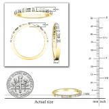 DGLA Certified Alternate Round & Baguette White Diamond Delicate Timeless Bar Style Anniversary Wedding Stackable Band for Her (0.33 ctw Color I-J Clarity I2-I3) in 10K Yellow Gold