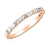 0.33 Carat (ctw) 14K Rose Gold Round & Baguette Diamond Ladies Anniversary Wedding Band 1/3 CT