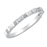 0.33 Carat (ctw) 14K White Gold Round & Baguette Diamond Ladies Anniversary Wedding Band 1/3 CT