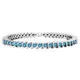 3.45 Carat (ctw) Sterling Silver Round Blue Topaz Ladies Tennis Bracelet