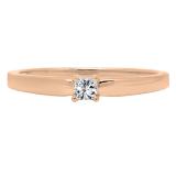0.10 Carat (ctw) 10K Rose Gold Princess Cut Diamond Ladies Solitaire Engagement Ring 1/10 CT