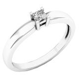 0.10 Carat (ctw) 10K White Gold Princess Cut Diamond Ladies Solitaire Engagement Ring 1/10 CT