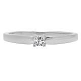 0.10 Carat (ctw) 14K White Gold Princess Cut Diamond Ladies Solitaire Engagement Ring 1/10 CT