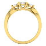 0.10 Carat (ctw) 10K Yellow Gold Round  Diamond Ladies Split Shank 3 Stone Engagement Ring 1/10 CT