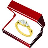 0.10 Carat (ctw) 10K Yellow Gold Round  Diamond Ladies Split Shank 3 Stone Engagement Ring 1/10 CT