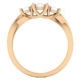 0.10 Carat (ctw) 14K Rose Gold Round  Diamond Ladies Split Shank 3 Stone Engagement Ring 1/10 CT
