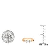 0.10 Carat (ctw) 14K Rose Gold Round  Diamond Ladies Split Shank 3 Stone Engagement Ring 1/10 CT