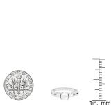 0.10 Carat (ctw) 18K White Gold Round  Diamond Ladies Split Shank 3 Stone Engagement Ring 1/10 CT