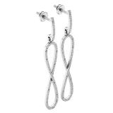 0.42 Carat (ctw) 14K White Gold Round Diamond Ladies Infinity Style Long Dangling Drop Earrings
