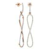 0.42 Carat (ctw) 18K Rose Gold Round Diamond Ladies Infinity Style Long Dangling Drop Earrings