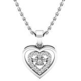 0.15 Carat (ctw) Sterling Silver White Diamond Ladies Double Heart Pendant (Silver Chain Included)