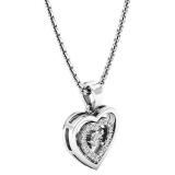 0.15 Carat (ctw) Sterling Silver White Diamond Ladies Double Heart Pendant (Silver Chain Included)