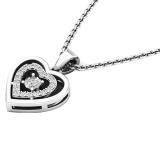 0.15 Carat (ctw) Sterling Silver White Diamond Ladies Double Heart Pendant (Silver Chain Included)
