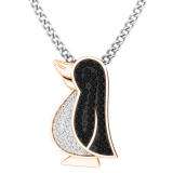 0.25 Carat (ctw) 18K Rose Gold Round Black & White Diamond Penguin Pendant 1/4 CT (Chain Included)