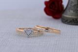 0.50 Carat (ctw) 10K Rose Gold Round Diamond Ladies Heart Shaped Bridal Engagement Ring Set 1/2 CT