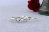 0.50 Carat (ctw) 10K White Gold Round Diamond Ladies Heart Shaped Bridal Engagement Ring Set 1/2 CT