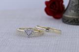 0.50 Carat (ctw) 10K Yellow Gold Round Diamond Ladies Heart Shaped Bridal Engagement Ring Set 1/2 CT