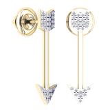 0.09 Carat (ctw) 14K Yellow Gold Round Cut White Diamond Ladies Arrow Shape Drop Earrings