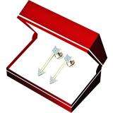 0.09 Carat (ctw) 14K Yellow Gold Round Cut White Diamond Ladies Arrow Shape Drop Earrings