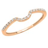 0.11 Carat (ctw) 10K Rose Gold Round White Diamond Ladies Anniversary Wedding Band Guard Ring