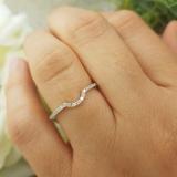 0.11 Carat (ctw) 10K White Gold Round White Diamond Ladies Anniversary Wedding Band Guard Ring