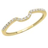 0.11 Carat (ctw) 10K Yellow Gold Round White Diamond Ladies Anniversary Wedding Band Guard Ring
