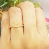 0.11 Carat (ctw) 10K Yellow Gold Round White Diamond Ladies Anniversary Wedding Band Guard Ring