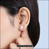0.10 Carat (ctw) Round Diamond Ladies Cluster Plumeria Flower Stud Earrings 1/10 CT 14K Rose Gold