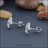 0.10 Carat (ctw) Round Diamond Ladies Cluster Plumeria Flower Stud Earrings 1/10 CT Sterling Silver