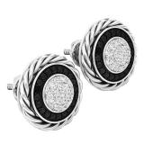 0.25 Carat (ctw) Sterling Silver Round Cut Black & White Diamond Ladies Stud Earrings 1/4 CT
