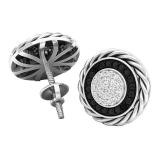 0.25 Carat (ctw) Sterling Silver Round Cut Black & White Diamond Ladies Stud Earrings 1/4 CT