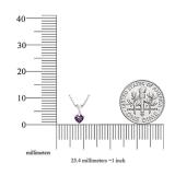 Sterling Silver 6 MM Heart Amethyst & Round Diamond Infinity Heart Pendant (Silver Chain Included)