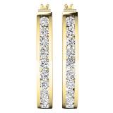0.95 Carat (ctw) 14K Yellow Gold Round White Diamond Ladies Hoop Huggies Earrings 1 CT
