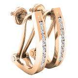 0.20 Carat (ctw) 10K Rose Gold Round White Diamond Ladies J Shape Hoop Earrings