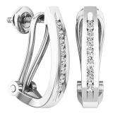 0.20 Carat (ctw) 10K White Gold Round White Diamond Ladies J Shape Hoop Earrings