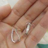 0.20 Carat (ctw) 10K White Gold Round White Diamond Ladies J Shape Hoop Earrings